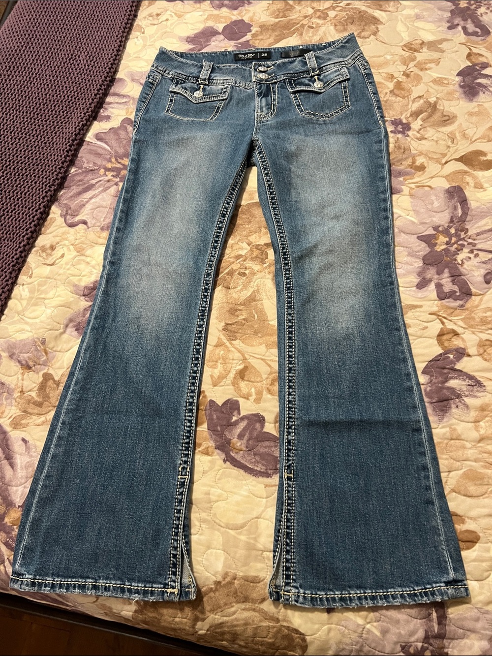 Miss Me Blue Flared Jeans with Faded Wash